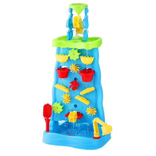 Keezi Baby & Kids > Baby & Kid's Toys > Outdoor Play Equipment Keezi Kids Sand and Water Table Waterfall Wall Sandpit Toys Beach Shovel
