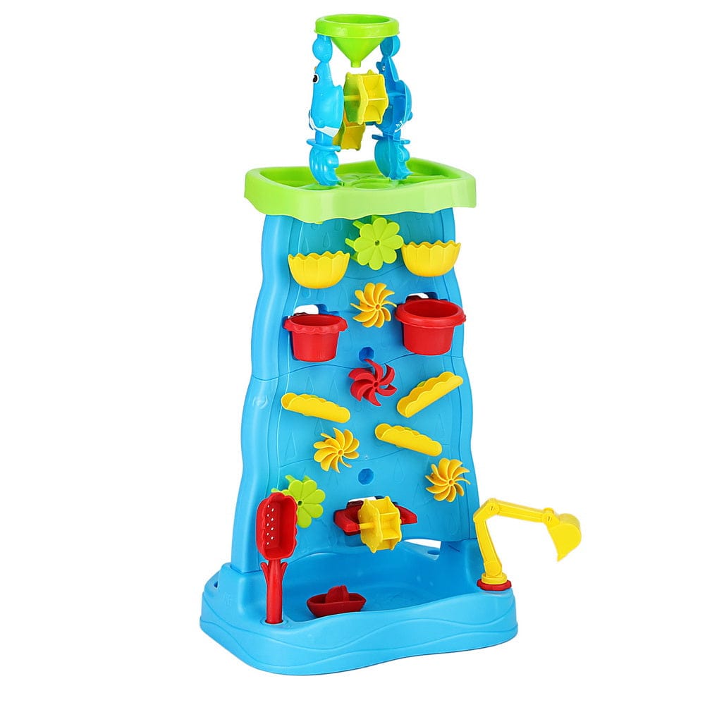 Keezi Baby & Kids > Baby & Kid's Toys > Outdoor Play Equipment Keezi Kids Sand and Water Table Waterfall Wall Sandpit Toys Beach Shovel
