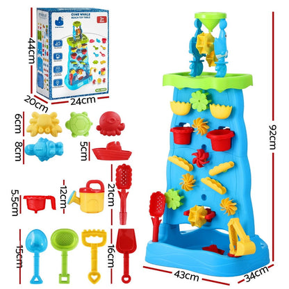 Keezi Baby & Kids > Baby & Kid's Toys > Outdoor Play Equipment Keezi Kids Sand and Water Table Waterfall Wall Sandpit Toys Beach Shovel