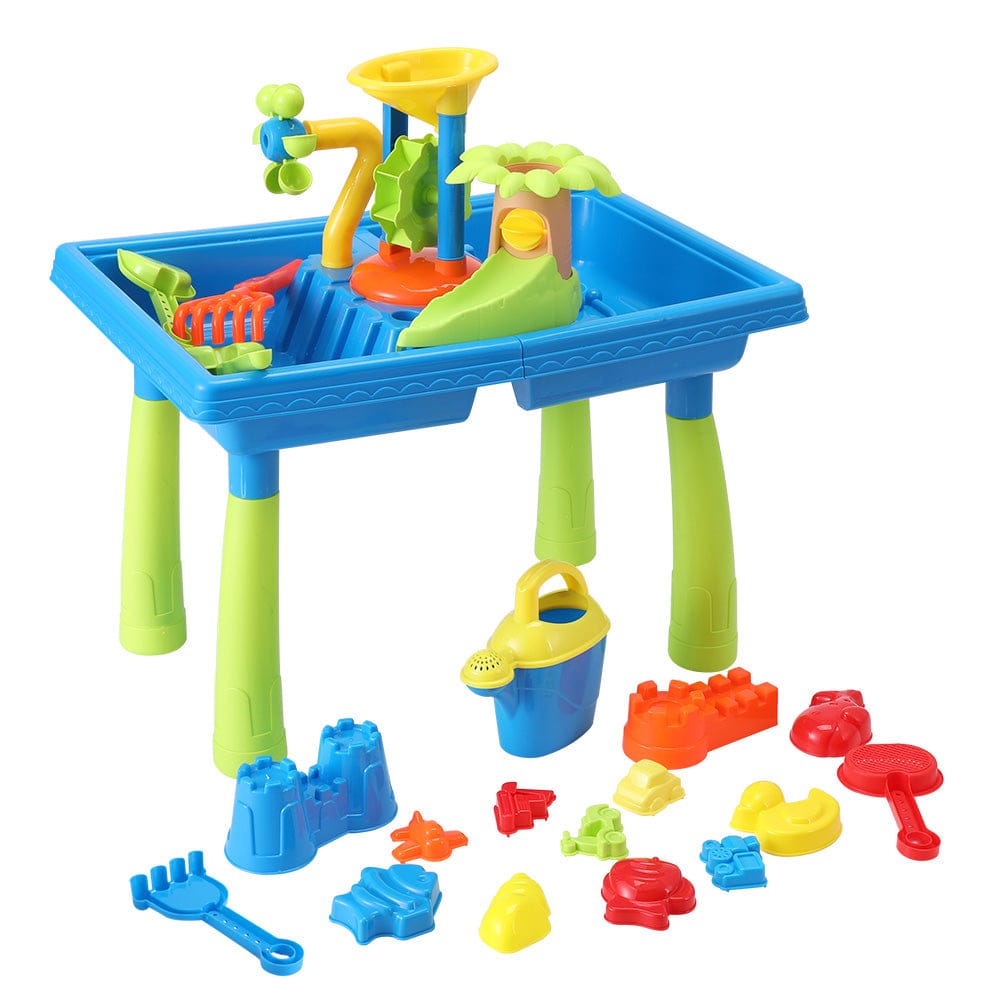 Keezi Baby & Kids > Baby & Kid's Toys > Outdoor Play Equipment Keezi Kids Sand and Water Table Windmill Shovel Outdoor Sandpit Toys Beach Play