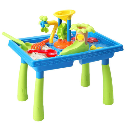 Keezi Baby & Kids > Baby & Kid's Toys > Outdoor Play Equipment Keezi Kids Sand and Water Table Windmill Shovel Outdoor Sandpit Toys Beach Play
