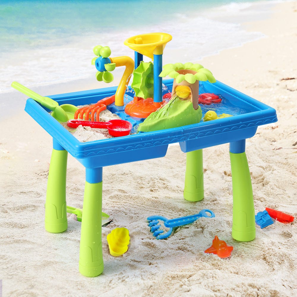Keezi Baby & Kids > Baby & Kid's Toys > Outdoor Play Equipment Keezi Kids Sand and Water Table Windmill Shovel Outdoor Sandpit Toys Beach Play