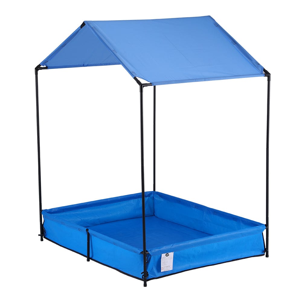 Keezi Baby & Kids > Baby & Kid's Toys > Outdoor Play Equipment Keezi Kids Sandpit Metal Sandbox Sand Pit with Canopy Cover Outdoor Toys 120cm