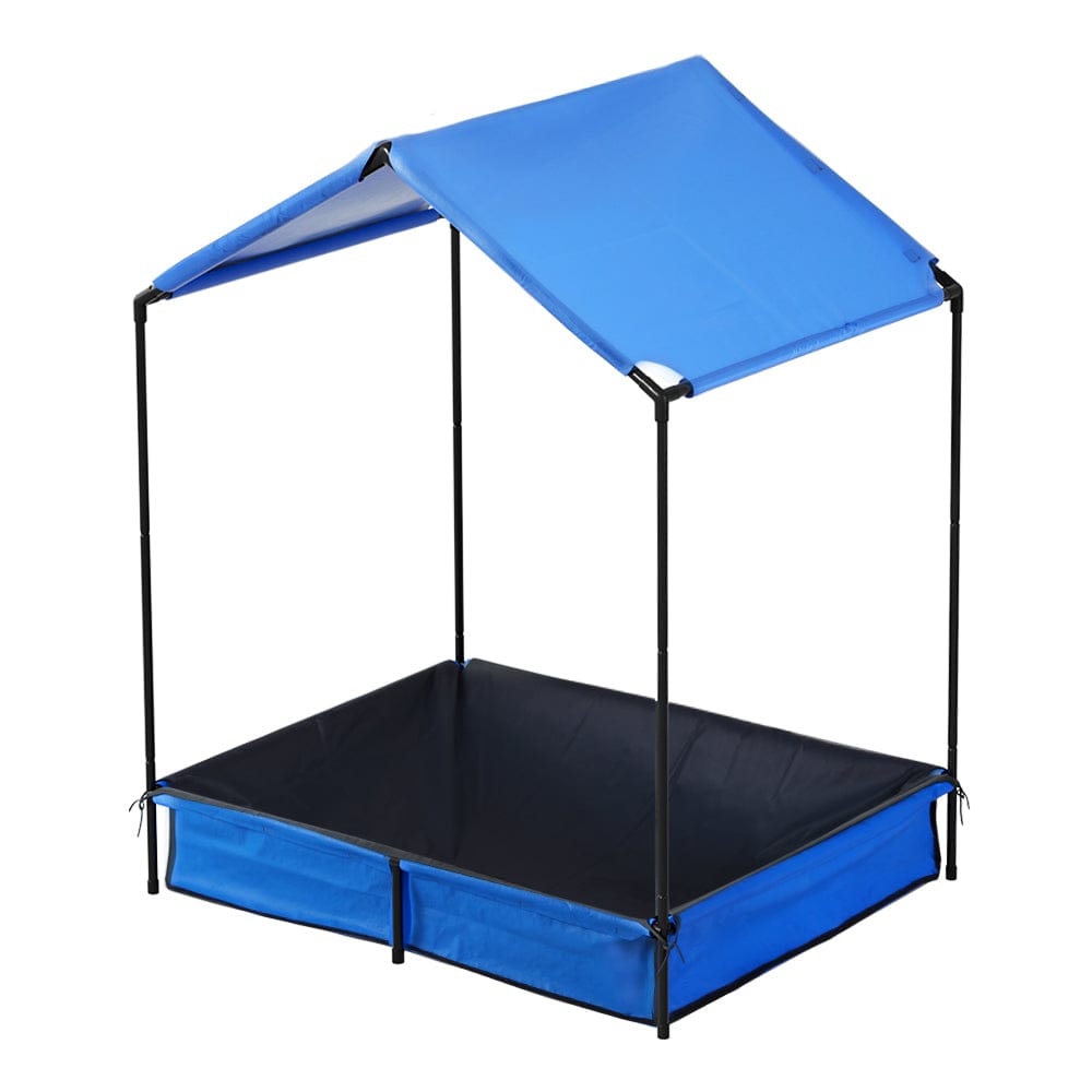 Keezi Baby & Kids > Baby & Kid's Toys > Outdoor Play Equipment Keezi Kids Sandpit Metal Sandbox Sand Pit with Canopy Cover Outdoor Toys 120cm