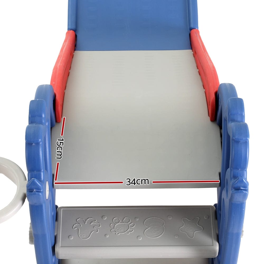 Keezi Baby & Kids > Baby & Kid's Toys > Outdoor Play Equipment Keezi Kids Slide Set Basketball Hoop Outdoor Playground Toy Dragon 90cm Blue