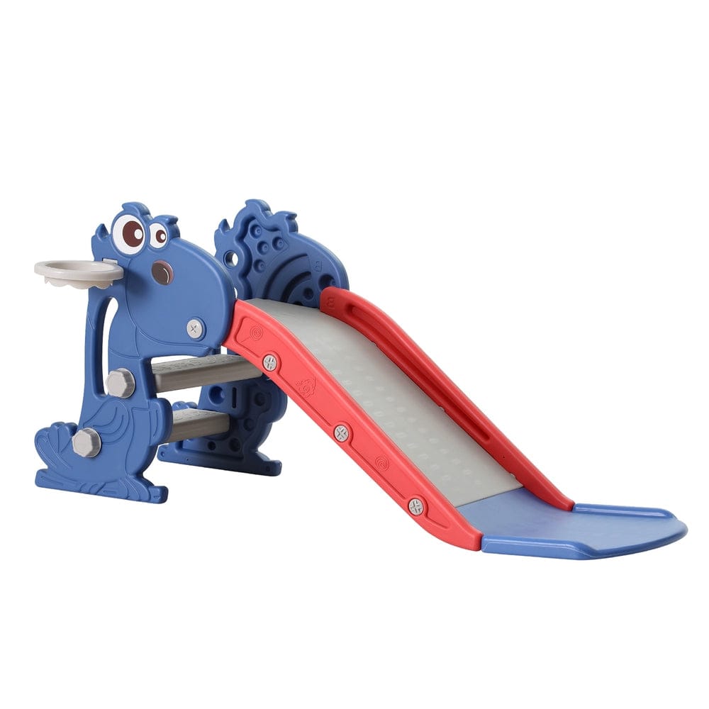 Keezi Baby & Kids > Baby & Kid's Toys > Outdoor Play Equipment Keezi Kids Slide Set Basketball Hoop Outdoor Playground Toy Dragon 90cm Blue