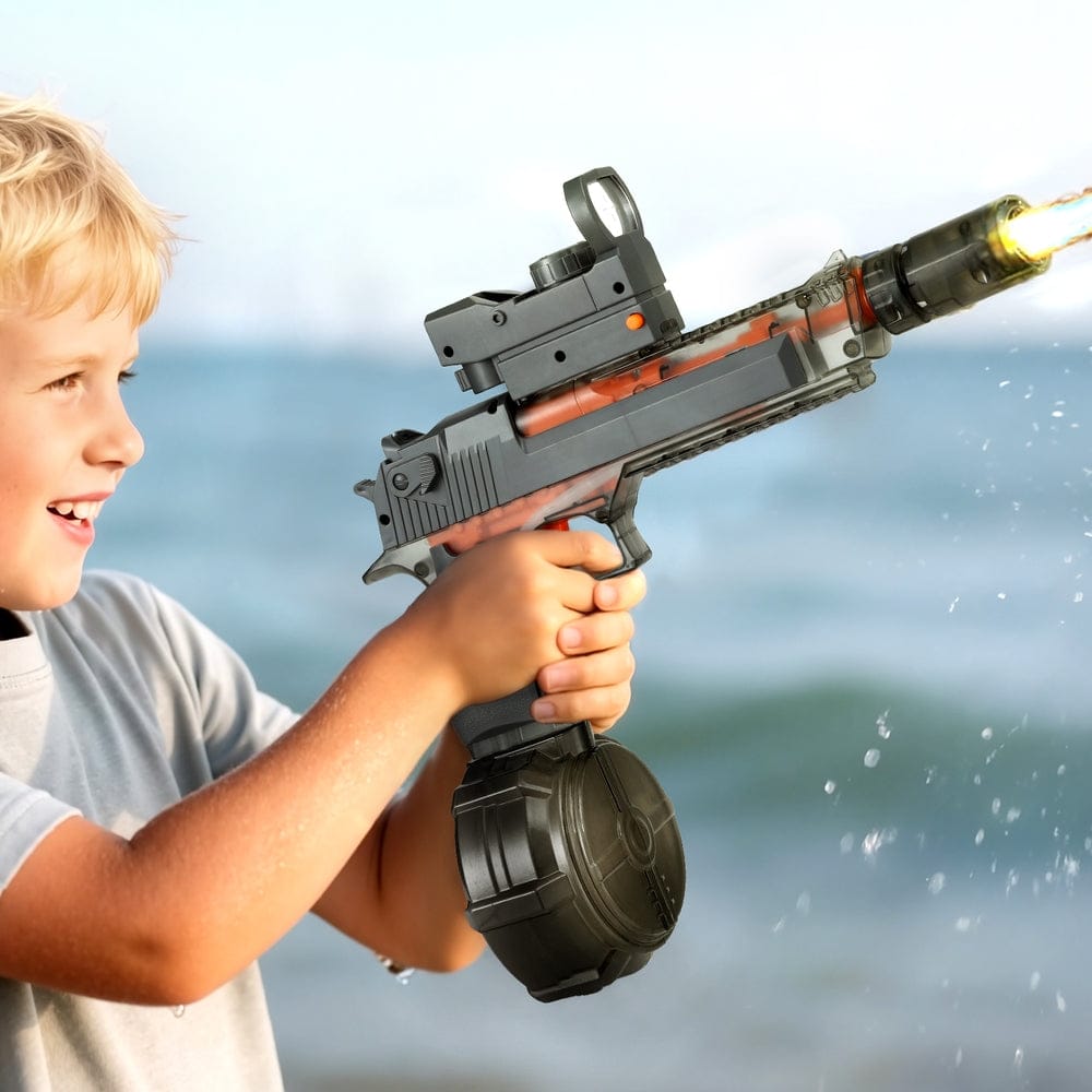 Keezi Baby & Kids > Baby & Kid's Toys > Pretend Play Keezi Kids Adult Electric Water Gun 500ml Water Tank Light Squirt Guns Toys Grey