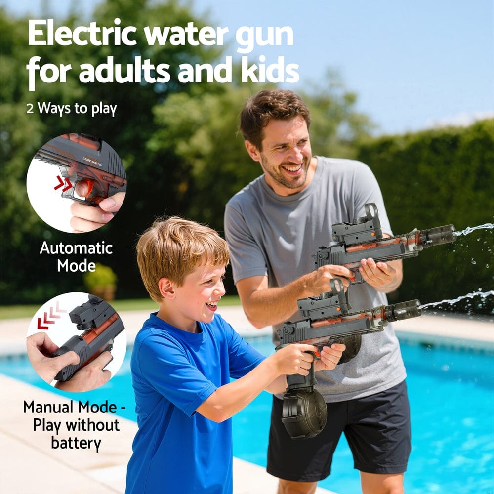 Keezi Baby & Kids > Baby & Kid's Toys > Pretend Play Keezi Kids Adult Electric Water Gun 500ml Water Tank Light Squirt Guns Toys Grey