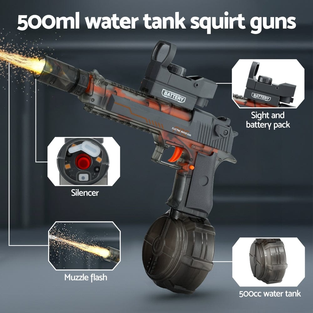 Keezi Baby & Kids > Baby & Kid's Toys > Pretend Play Keezi Kids Adult Electric Water Gun 500ml Water Tank Light Squirt Guns Toys Grey