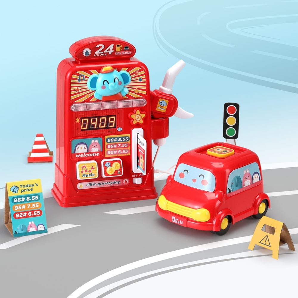 Keezi Baby & Kids > Baby & Kid's Toys > Pretend Play Keezi Kids Gas Petrol Station Pumper Pretend Play Toys Car Music Card Playset