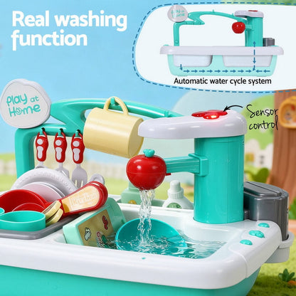 Keezi Baby & Kids > Baby & Kid's Toys > Pretend Play Keezi Kids Kitchen Play Set Play Pretend Sink Dishwasher Toys Green