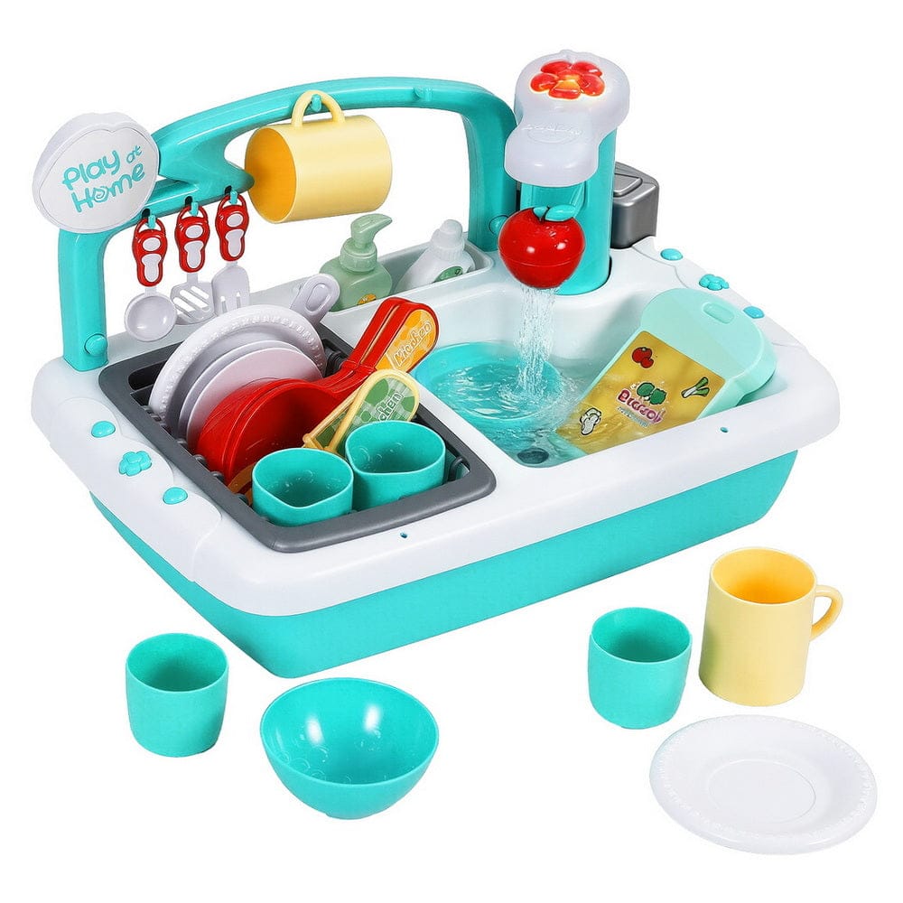 Keezi Baby & Kids > Baby & Kid's Toys > Pretend Play Keezi Kids Kitchen Play Set Play Pretend Sink Dishwasher Toys Green