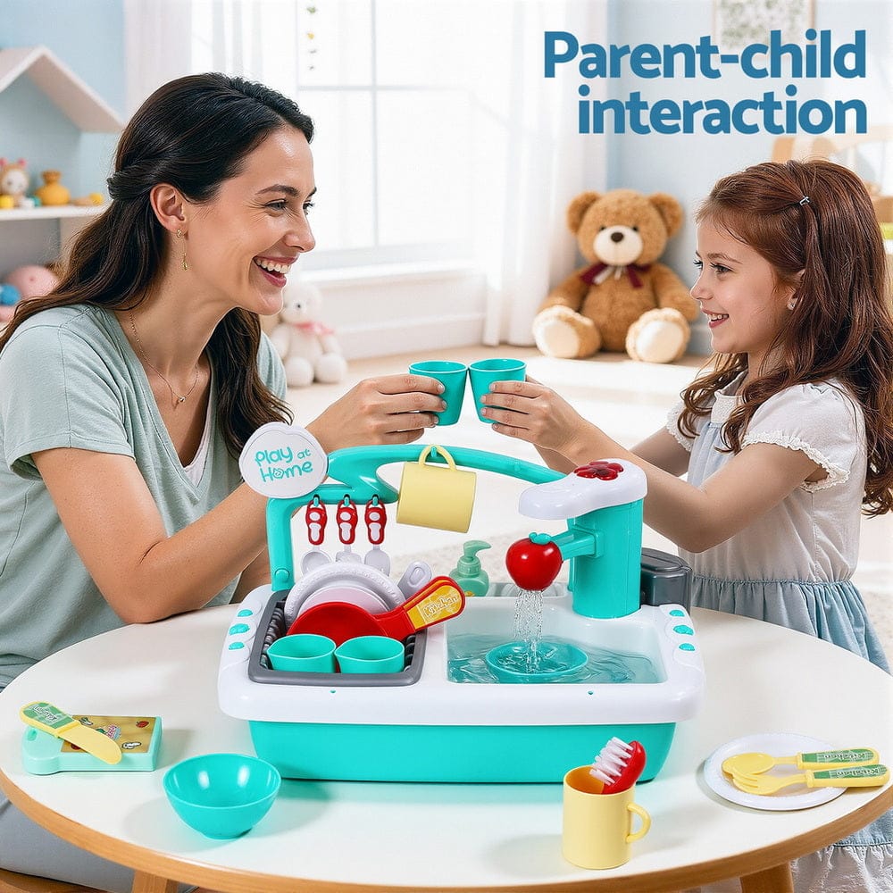 Keezi Baby & Kids > Baby & Kid's Toys > Pretend Play Keezi Kids Kitchen Play Set Play Pretend Sink Dishwasher Toys Green