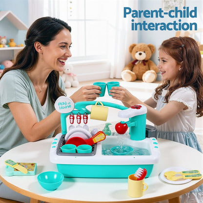 Keezi Baby & Kids > Baby & Kid's Toys > Pretend Play Keezi Kids Kitchen Play Set Play Pretend Sink Dishwasher Toys Green