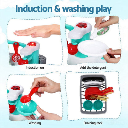 Keezi Baby & Kids > Baby & Kid's Toys > Pretend Play Keezi Kids Kitchen Play Set Play Pretend Sink Dishwasher Toys Green