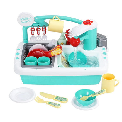 Keezi Baby & Kids > Baby & Kid's Toys > Pretend Play Keezi Kids Kitchen Play Set Play Pretend Sink Dishwasher Toys Green