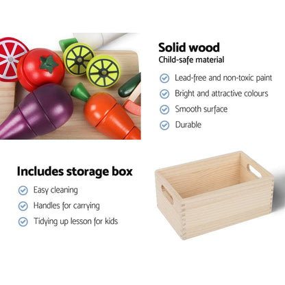 Keezi Baby & Kids > Baby & Kid's Toys > Pretend Play Keezi Kids Kitchen Play Set Wooden Pretend Toys Cooking Utensils Pots Pans Food