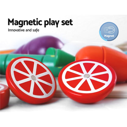 Keezi Baby & Kids > Baby & Kid's Toys > Pretend Play Keezi Kids Kitchen Play Set Wooden Pretend Toys Cooking Utensils Pots Pans Food