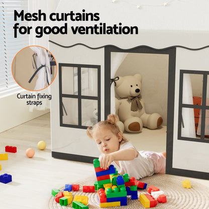 Keezi Baby & Kids > Baby & Kid's Toys > Pretend Play Keezi Kids Play Tent Playhouse Castle with String Lights Floor Mat Side Pocket
