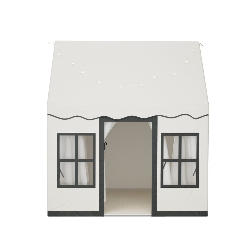 Keezi Baby & Kids > Baby & Kid's Toys > Pretend Play Keezi Kids Play Tent Playhouse Castle with String Lights Floor Mat Side Pocket