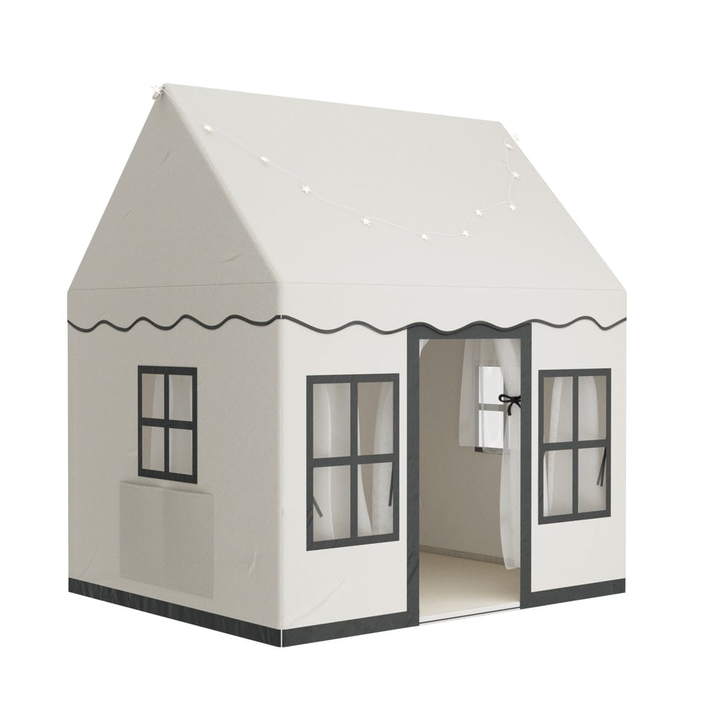 Keezi Baby & Kids > Baby & Kid's Toys > Pretend Play Keezi Kids Play Tent Playhouse Castle with String Lights Floor Mat Side Pocket