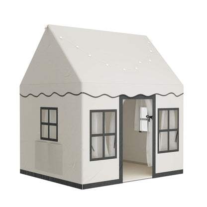 Keezi Baby & Kids > Baby & Kid's Toys > Pretend Play Keezi Kids Play Tent Playhouse Castle with String Lights Floor Mat Side Pocket