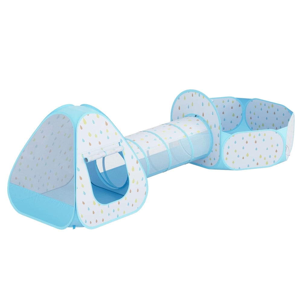 Keezi Baby & Kids > Baby & Kid's Toys > Pretend Play Keezi Kids Play Tent Pop Up Playhouse Ball Pit Tunnel Basketball Hoop Blue