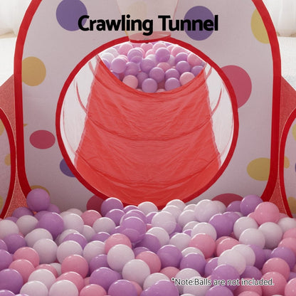 Keezi Baby & Kids > Baby & Kid's Toys > Pretend Play Keezi Kids Playhouse Play Tent Pop Up Teepee Ball Pit Tunnel Basketball Hoop Red