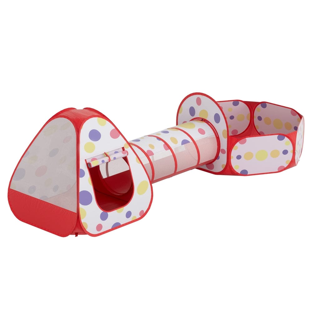 Keezi Baby & Kids > Baby & Kid's Toys > Pretend Play Keezi Kids Playhouse Play Tent Pop Up Teepee Ball Pit Tunnel Basketball Hoop Red