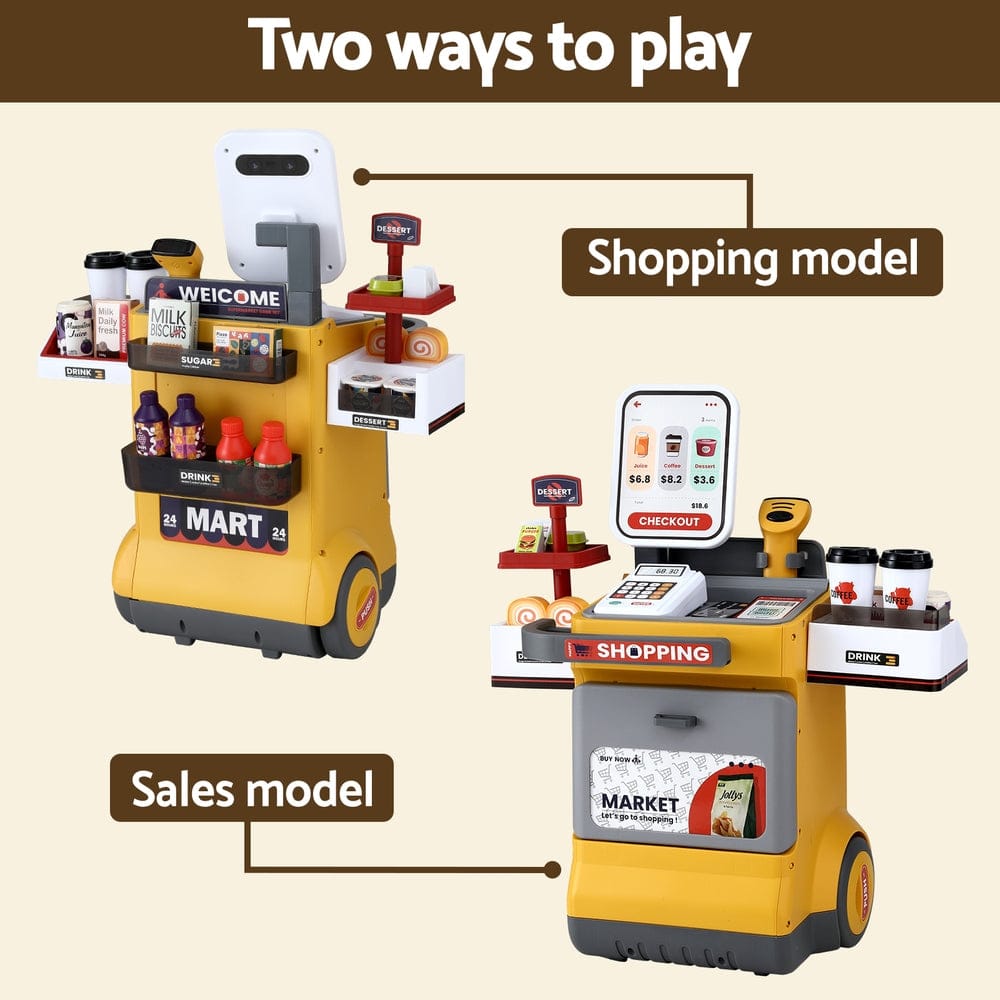 Keezi Baby & Kids > Baby & Kid's Toys > Pretend Play Keezi Kids Pretend Playset Supermarket Shopping Role Play Toy Cash Food 48PCS