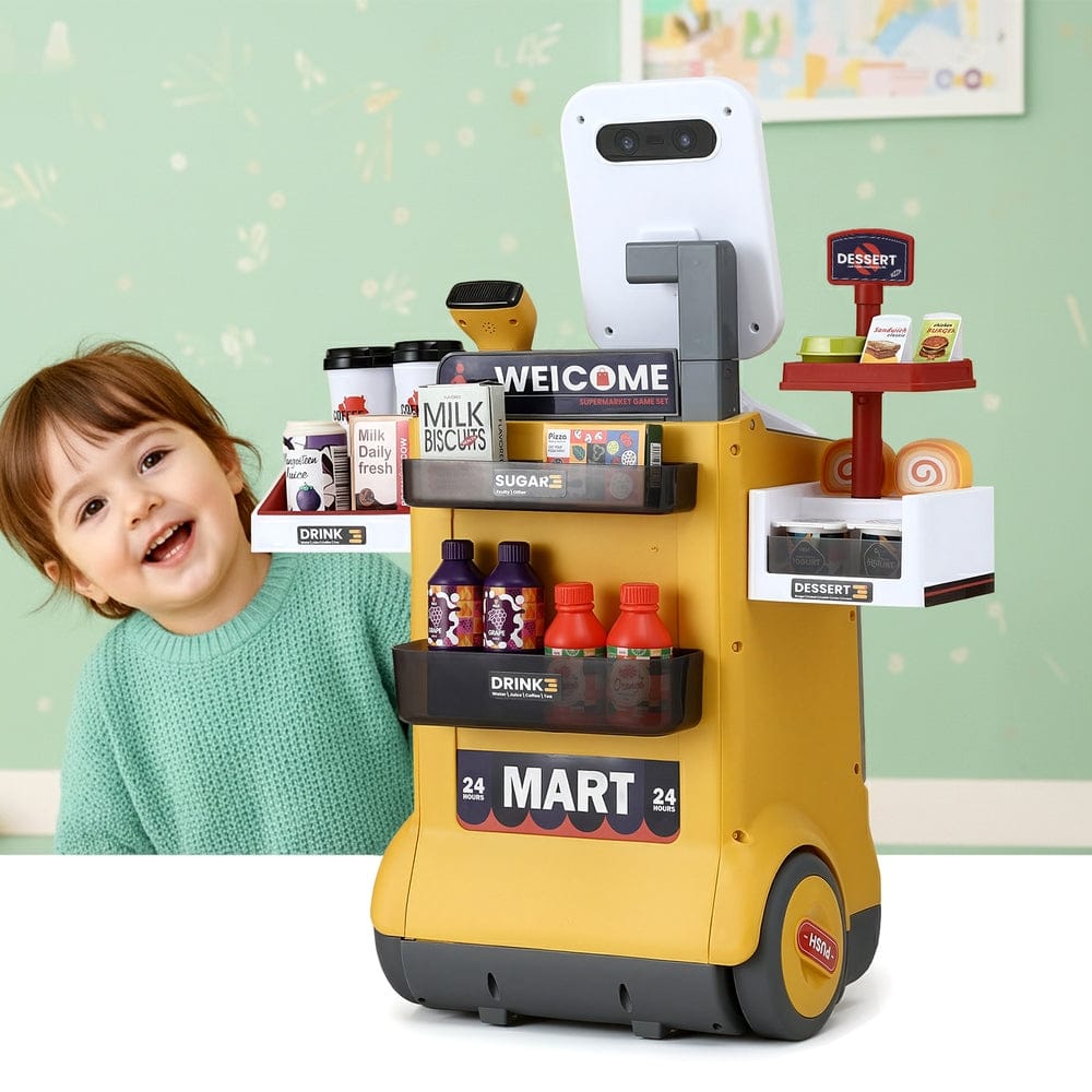 Keezi Baby & Kids > Baby & Kid's Toys > Pretend Play Keezi Kids Pretend Playset Supermarket Shopping Role Play Toy Cash Food 48PCS