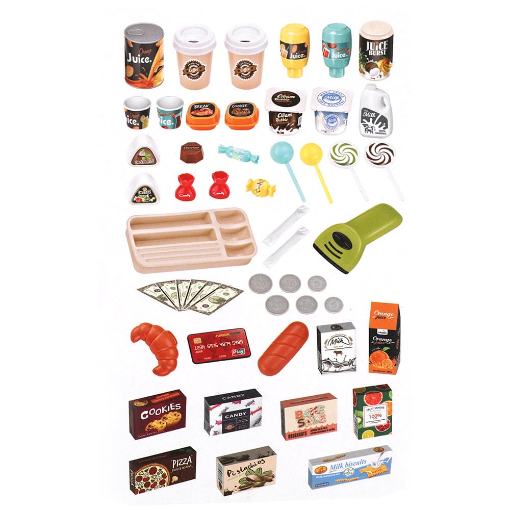 Keezi Baby & Kids > Baby & Kid's Toys > Pretend Play Keezi Kids Pretend Role Play Grocery Supermarket 52 Piece Playset Cash Register