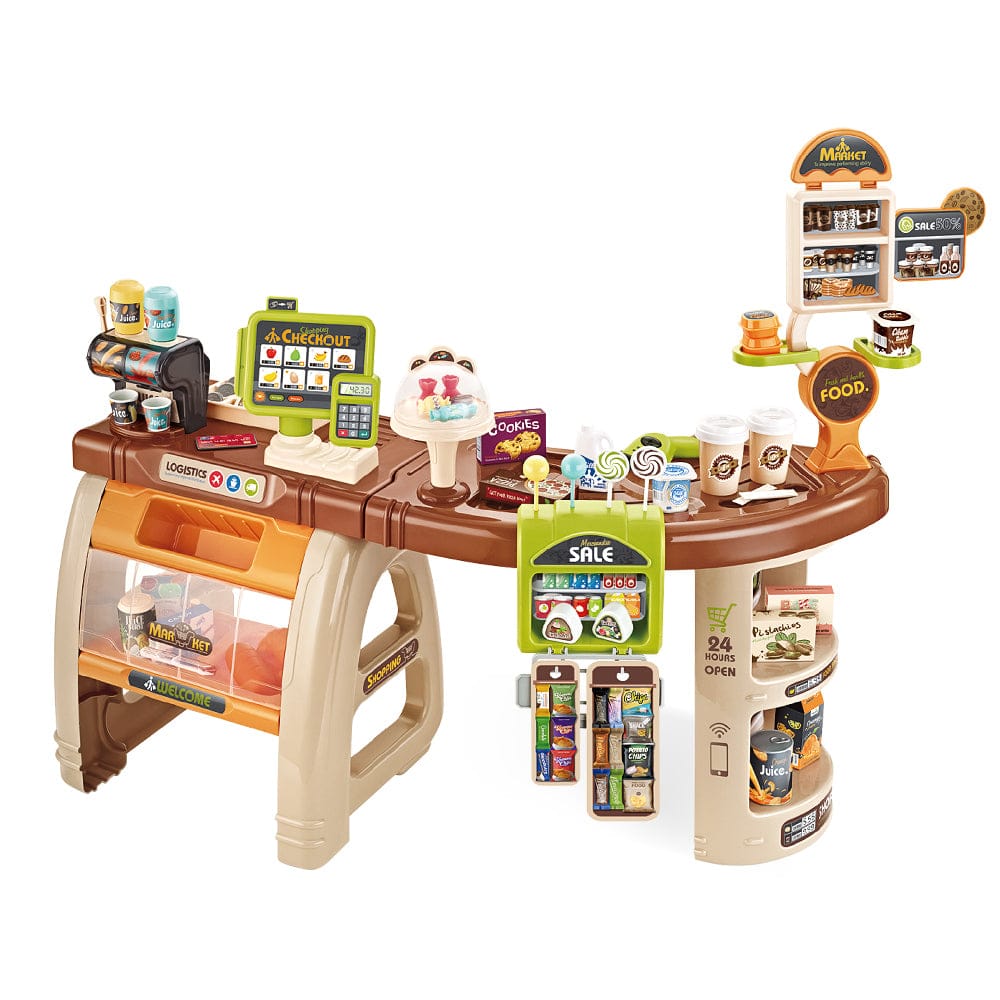 Keezi Baby & Kids > Baby & Kid's Toys > Pretend Play Keezi Kids Pretend Role Play Grocery Supermarket 52 Piece Playset Cash Register