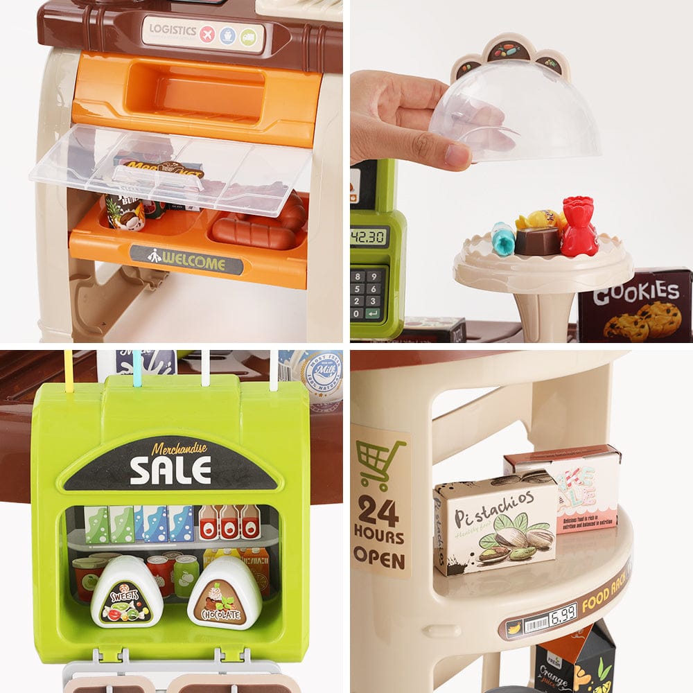 Keezi Baby & Kids > Baby & Kid's Toys > Pretend Play Keezi Kids Pretend Role Play Grocery Supermarket 52 Piece Playset Cash Register