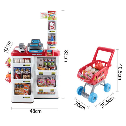Keezi Baby & Kids > Baby & Kid's Toys > Pretend Play Keezi Kids Pretend Role Play Supermarket 24 Piece Playset Cash Register Trolley