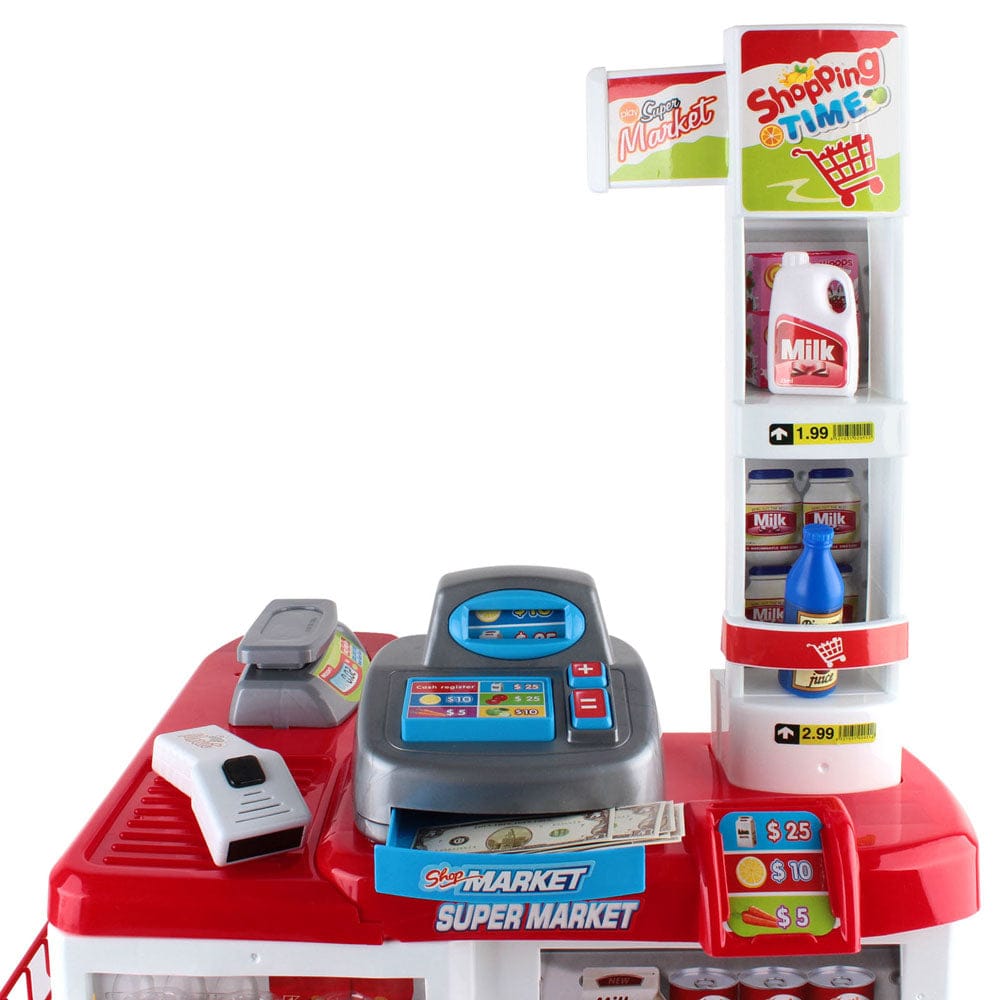 Keezi Baby & Kids > Baby & Kid's Toys > Pretend Play Keezi Kids Pretend Role Play Supermarket 24 Piece Playset Cash Register Trolley