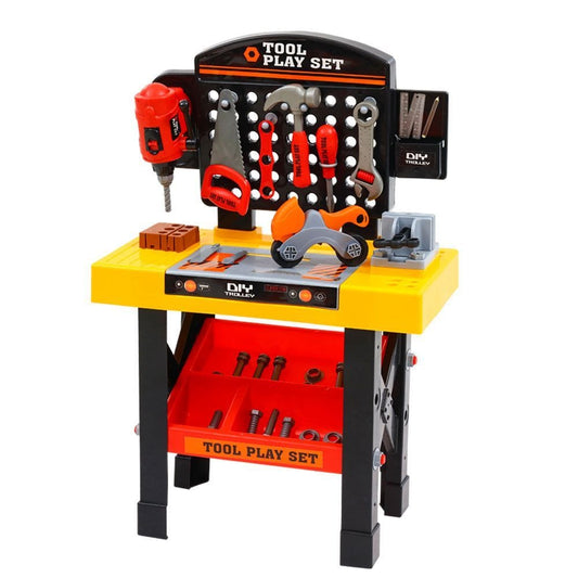 Keezi Baby & Kids > Baby & Kid's Toys > Pretend Play Keezi Kids Pretend Workbench DIY Tools 54 Piece Children Role Play Toys Black