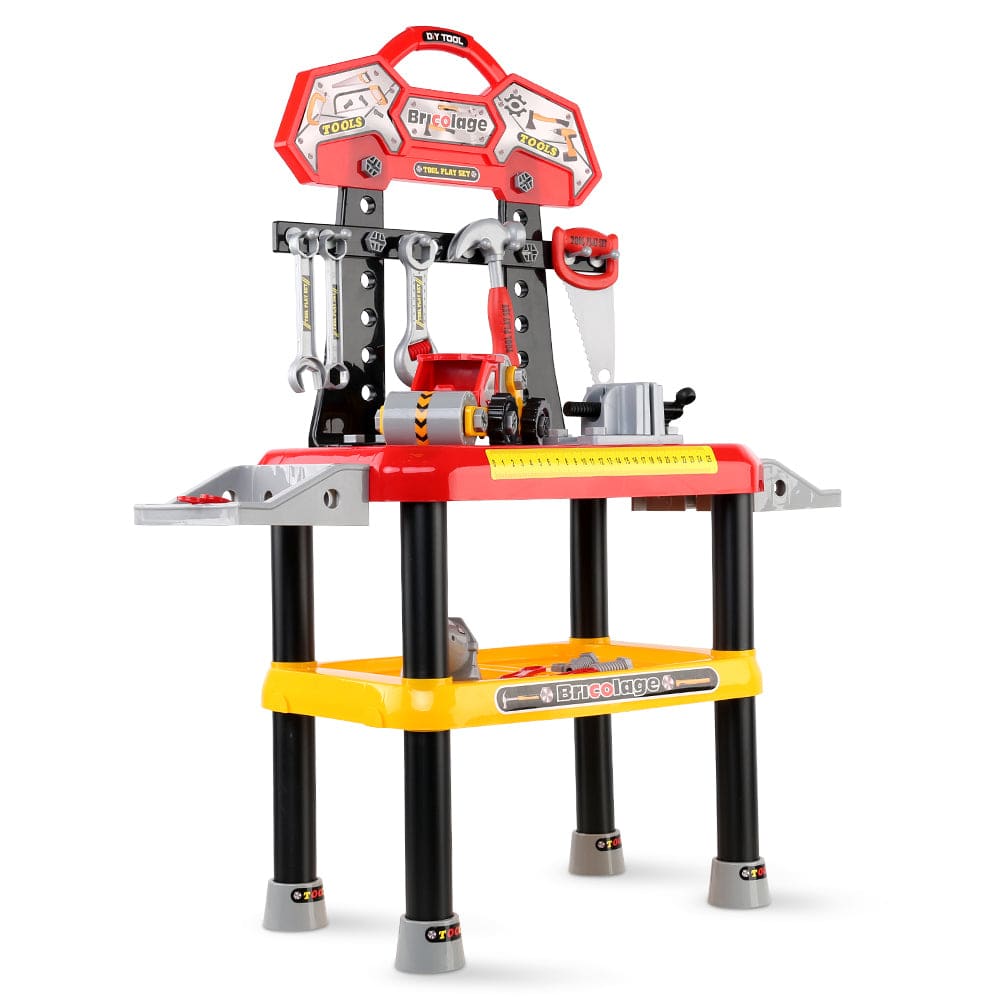 Keezi Baby & Kids > Baby & Kid's Toys > Pretend Play Keezi Kids Pretend Workbench DIY Tools 97 Piece Children Role Play Toys Red