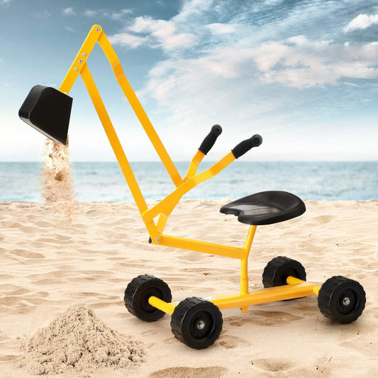 Keezi Baby & Kids > Baby & Kid's Toys > Pretend Play Keezi Kids Ride On Car Digger Bulldozer Sandpit Play Toys Rotate Seat Yellow