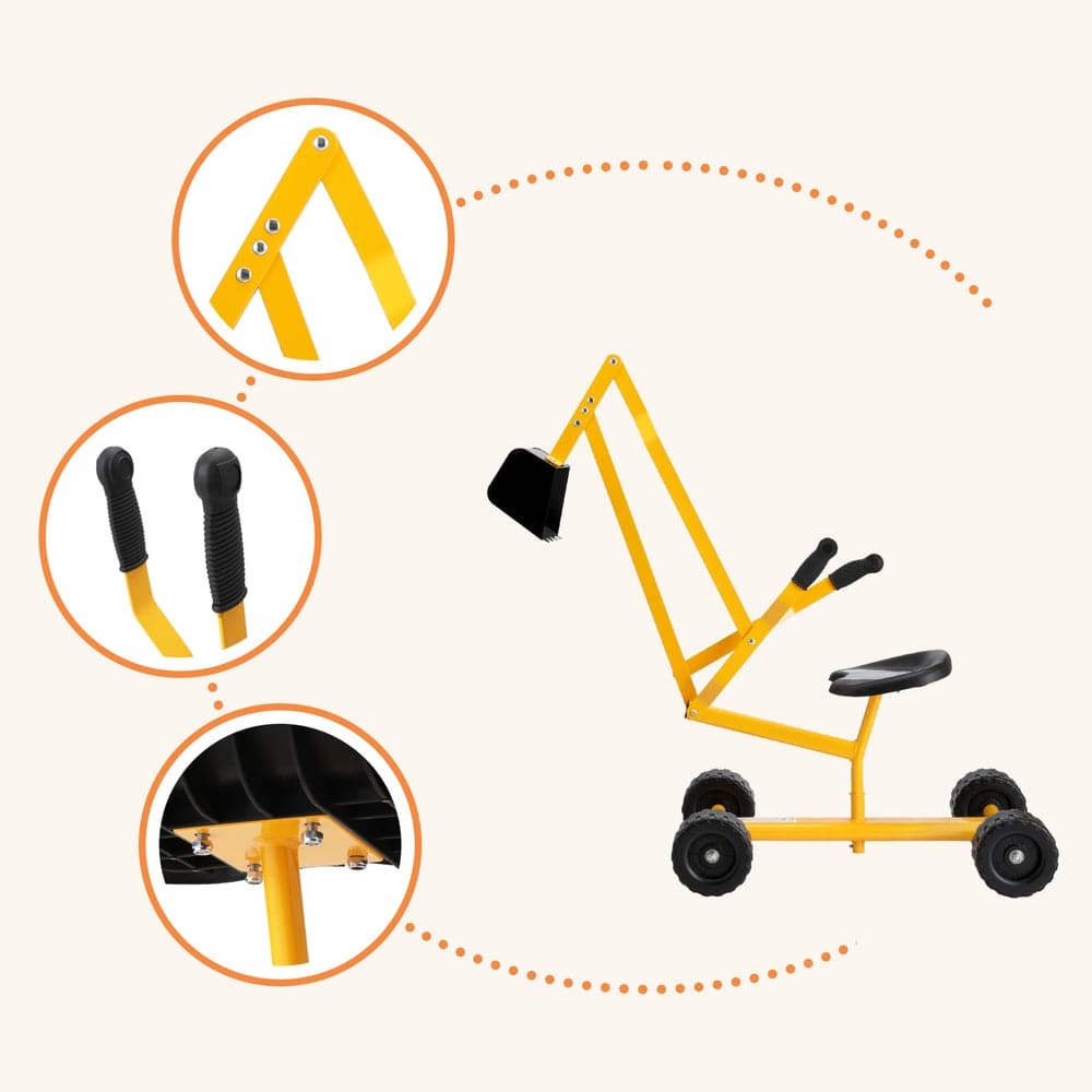Keezi Baby & Kids > Baby & Kid's Toys > Pretend Play Keezi Kids Ride On Car Digger Bulldozer Sandpit Play Toys Rotate Seat Yellow