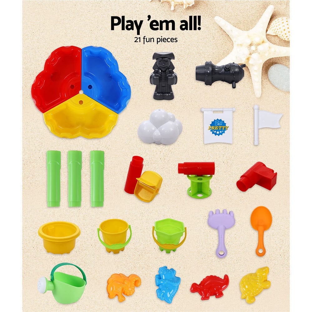 Keezi Baby & Kids > Baby & Kid's Toys > Pretend Play Keezi Kids Sandpit Pretend Play Set Outdoor Sand Water Table Beach Toy