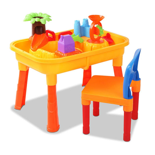 Keezi Baby & Kids > Baby & Kid's Toys > Pretend Play Keezi Kids Sandpit Pretend Play Set Sand Water Table Chair Outdoor Beach Toy