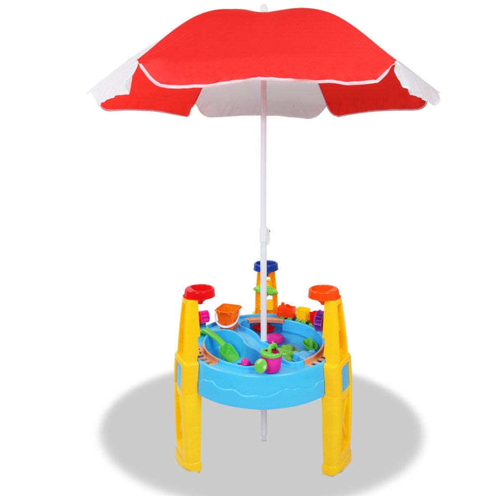 Keezi Baby & Kids > Baby & Kid's Toys > Pretend Play Keezi Kids Sandpit Pretend Play Set Water Sand Table Children Outdoor Toy Umbrella