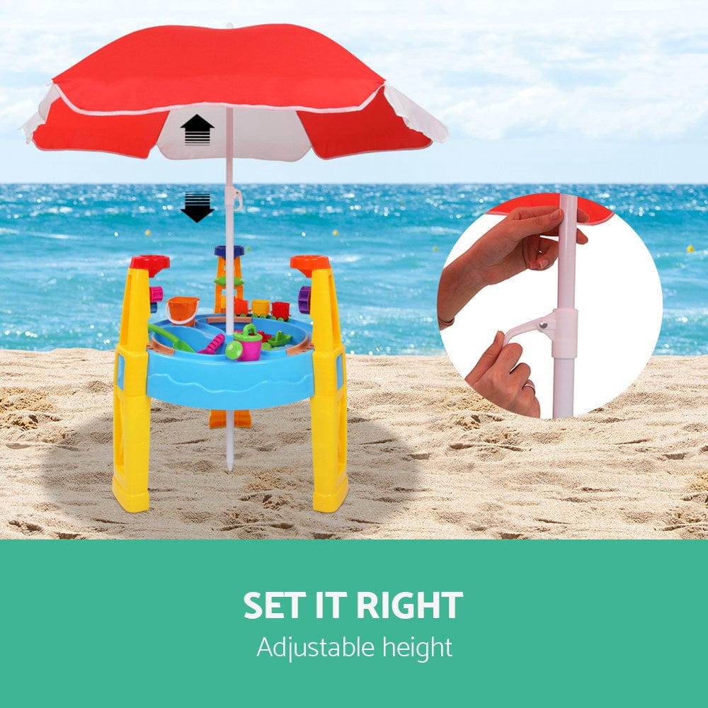 Keezi Baby & Kids > Baby & Kid's Toys > Pretend Play Keezi Kids Sandpit Pretend Play Set Water Sand Table Children Outdoor Toy Umbrella