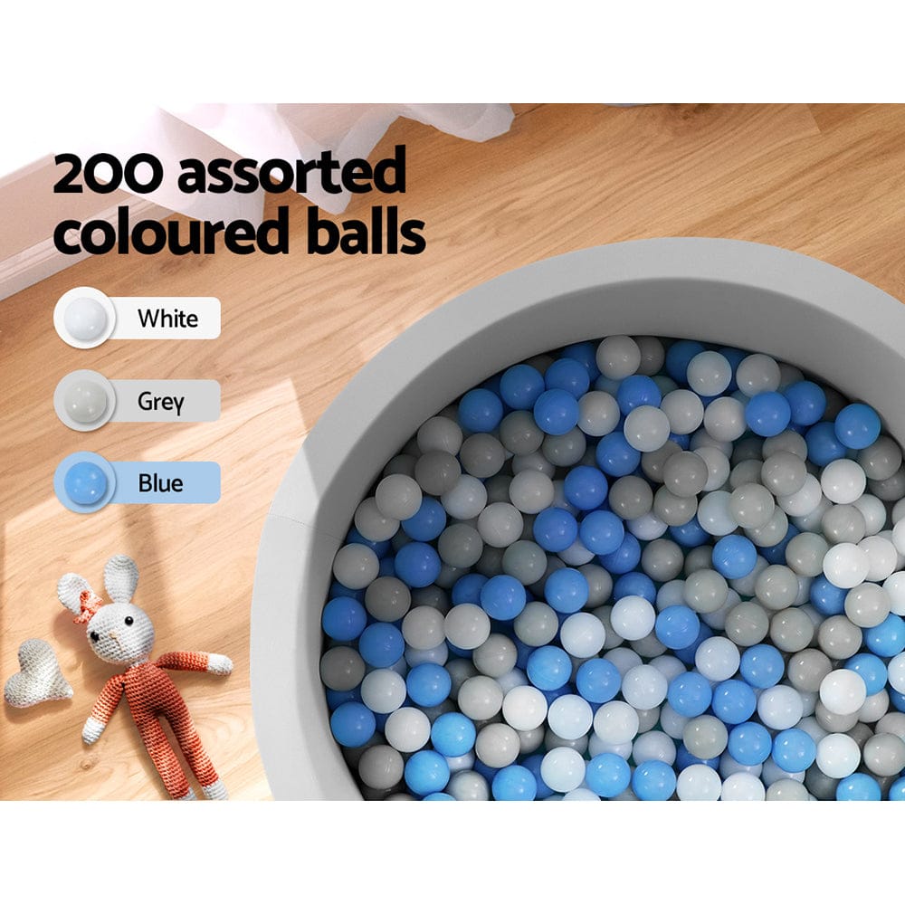Keezi Baby & Kids > Gates & Playpens > Ball Pits & Play Pens Keezi Kids Ball Pit 90x30cm Ocean Foam Play Pool Barrier Toys Children Grey