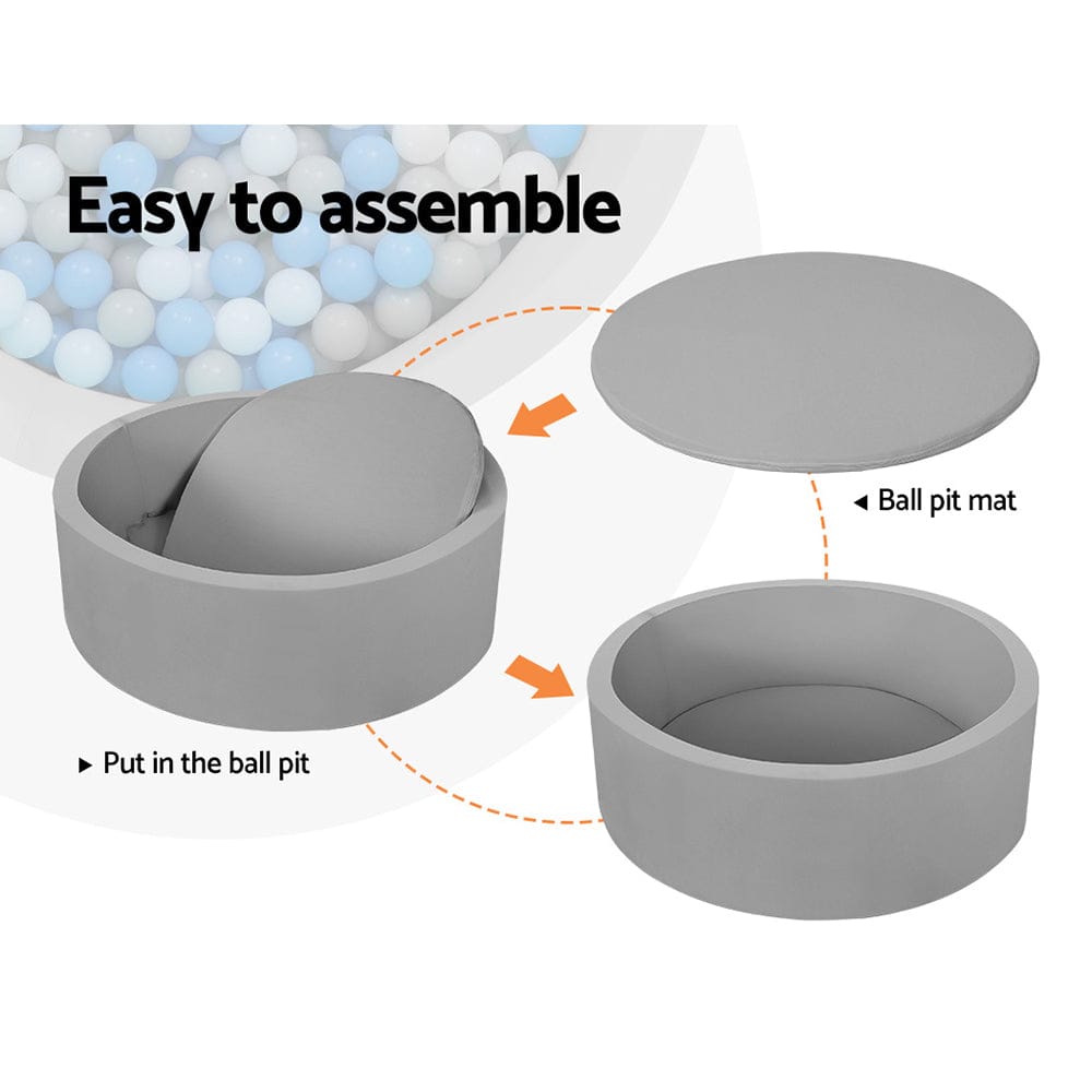 Keezi Baby & Kids > Gates & Playpens > Ball Pits & Play Pens Keezi Kids Ball Pit 90x30cm Ocean Foam Play Pool Barrier Toys Children Grey