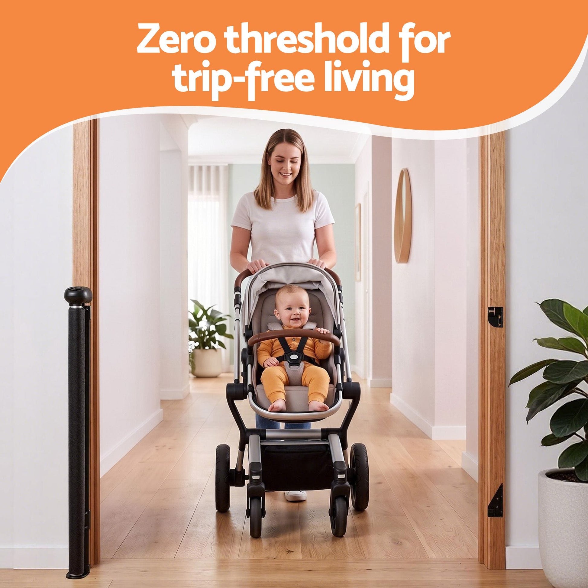 Keezi Baby & Kids > Gates & Playpens > Safety Gates & Safety Accessories Keezi Retractable Gate Baby Gate Pet Safety Fence Extends up to 140cm Black