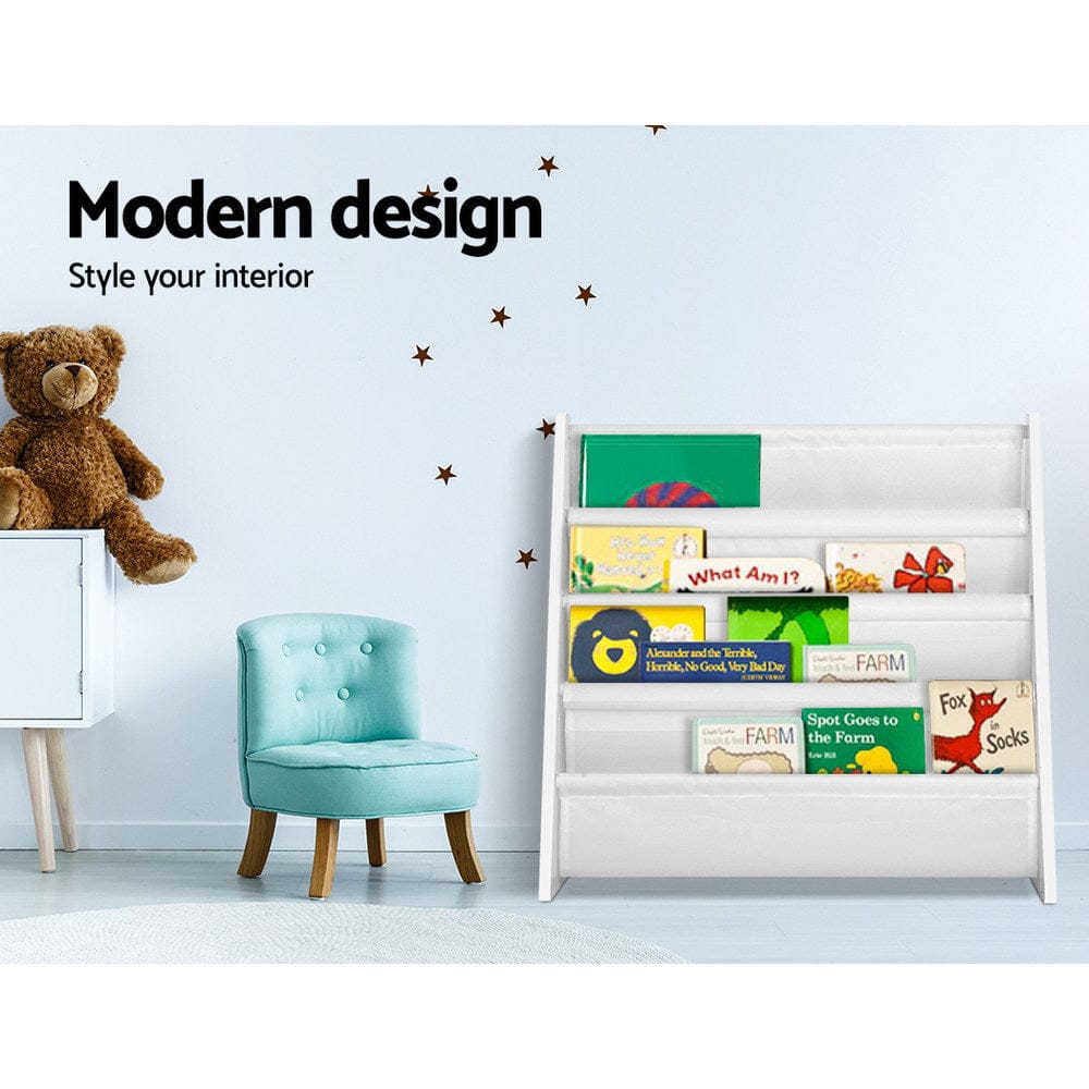 Keezi Baby & Kids > Kid's Furniture > Kid's Bookcases & Shelves Keezi 4 Tiers Kids Bookshelf Magazine Shelf Children Bookcase Rack Organiser