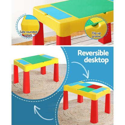 Keezi Baby & Kids > Kid's Furniture > Kid's Tables, Chairs & Seats Keezi 3PCS Kids Table and Chairs Set Activity Toys Storage Box Desk Blocks
