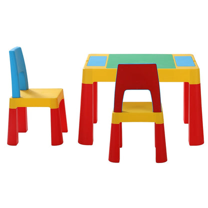 Keezi Baby & Kids > Kid's Furniture > Kid's Tables, Chairs & Seats Keezi 3PCS Kids Table and Chairs Set Activity Toys Storage Box Desk Blocks